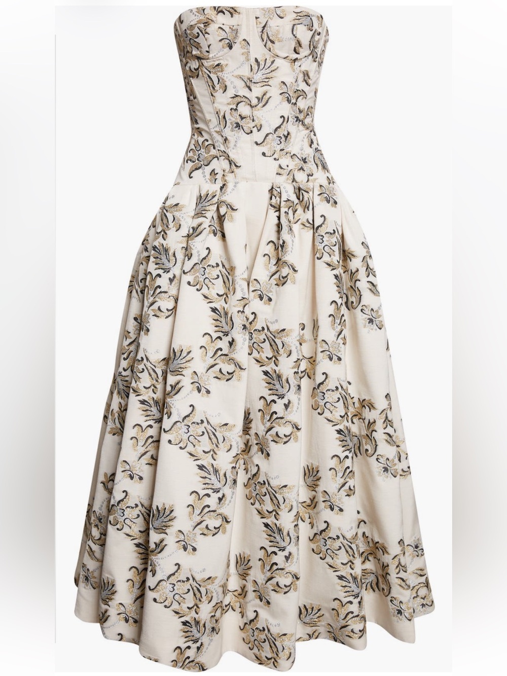 Carolina Herrera Trellis Jacquard Strapless Gown - Picture 5 of 6
